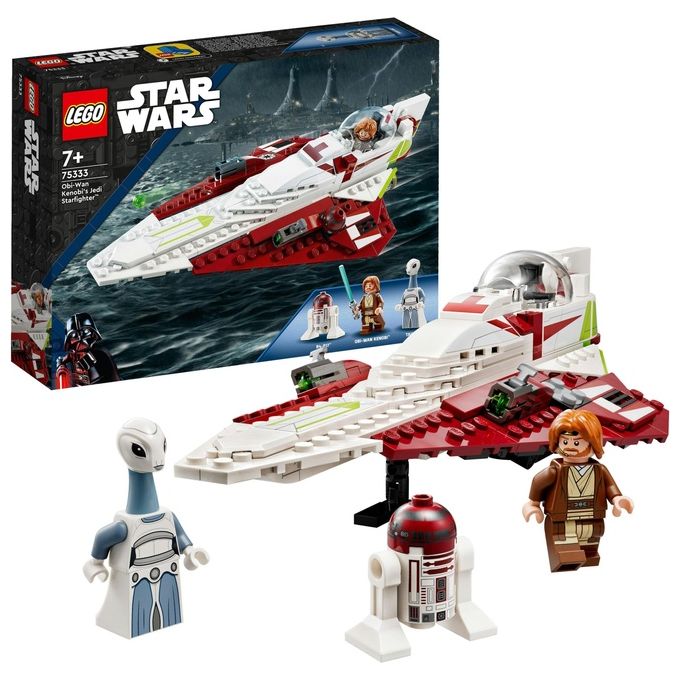 LEGO Star Wars 75333 Jedi Starfighter di Obi-Wan Kenobi, Set l'Attacco dei Cloni con Droide e Minifigure Taun We, Spada Laser