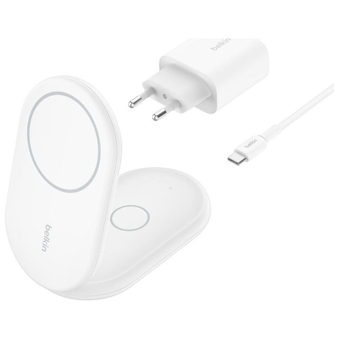 Belkin BOOST Caricabatteria Magnetico 15W 2in1  Alimentatore USB-C Bianco