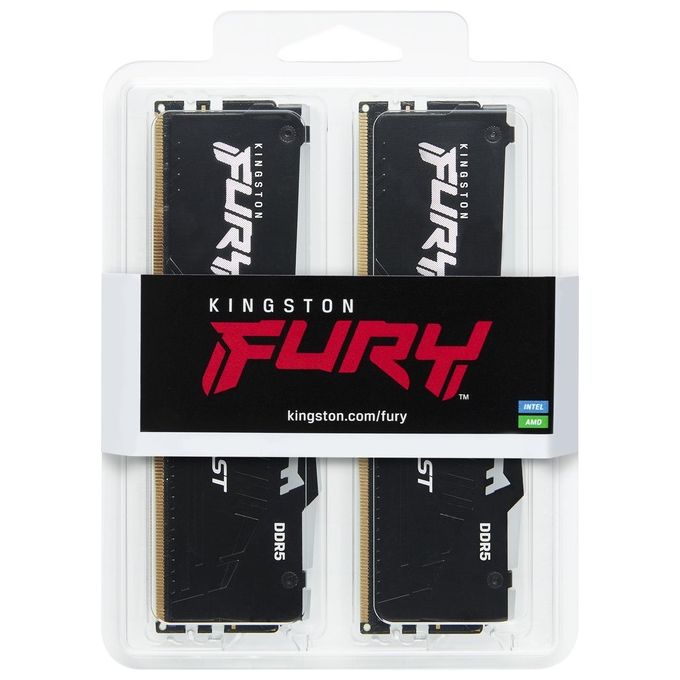 Kingston FURY Beast DDR5 RGB 32Gb 2x16Gb 5600MT-s DDR5 CL36 DIMM Memoria Gaming per Computer Fissi Kit da 2