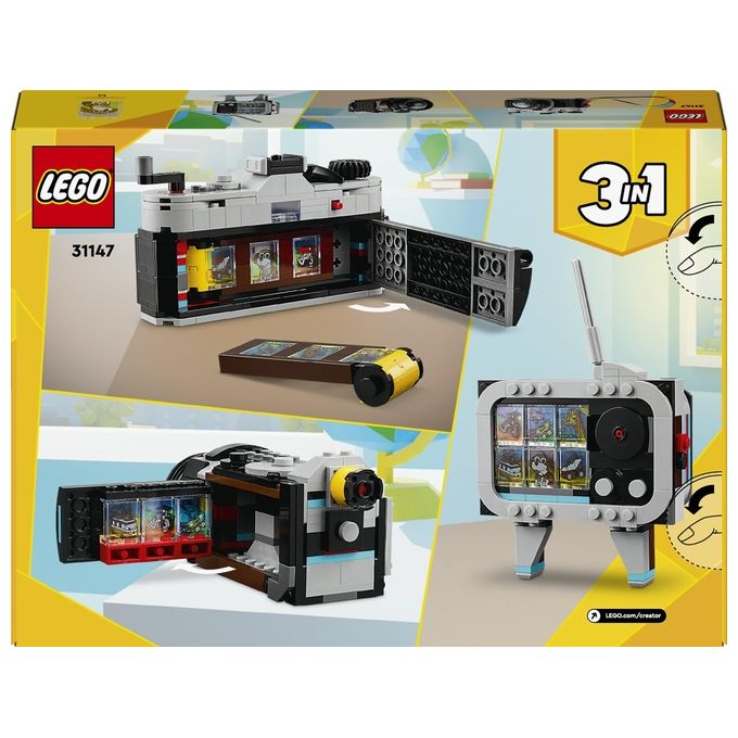 LEGO Creator 31147 3in1 Fotocamera Retro 31147-LEGO Giochi per Bambini 8+ Anni Macchina Fotografica Trasformabile in Videcamera o TV