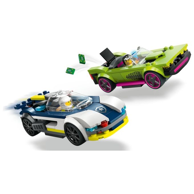 LEGO City 60415 Inseguimento della Macchina da Corsa, 2 Modellini di Auto della Polizia, Giocattolo per Bambini di 6+ Anni