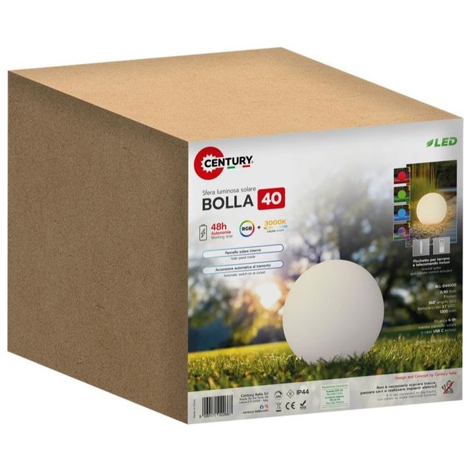 Century LED Lampada Solare BOLLA 0.4W RGB Dimmerabile IP44 Piccola