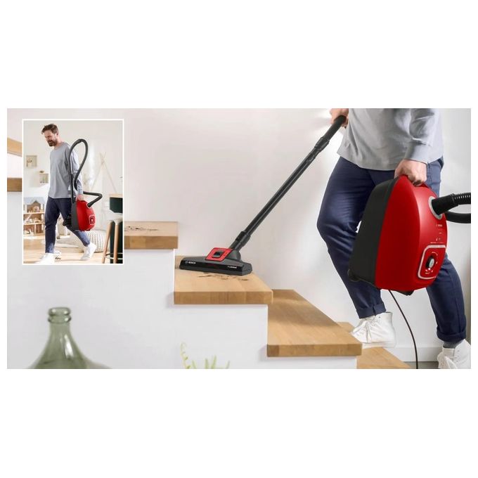 Bosch BGB41PET1 Serie 4 Aspirapolvere con Sacco a Traino Potenza 600 Watt Capacita' 4 Litri ProAnimal colore Rosso