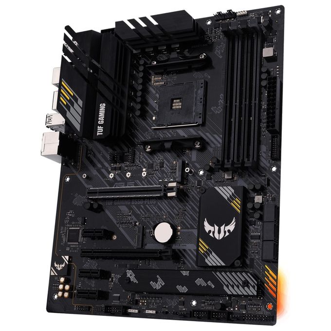 ASUS TUF GAMING B550-PLUS, Scheda Madre Gaming ATX AMD B550, PCIe 4.0, Doppio M.2, 10 Fasi di Alimentazione DrMOS, 2,5Gb Lan, HDMI, DP, USB 3.2 Gen 2 Type-A e Type-C, Aura Sync RGB