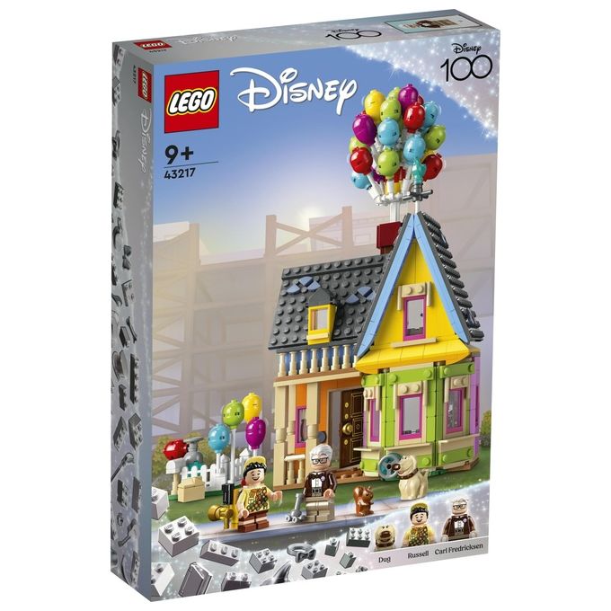 LEGO Disney e Pixar 43217 Casa di “Up'', Modellino con Palloncini e Figure di Carl, Russell e Dug, Set Disney 100° Anniversario