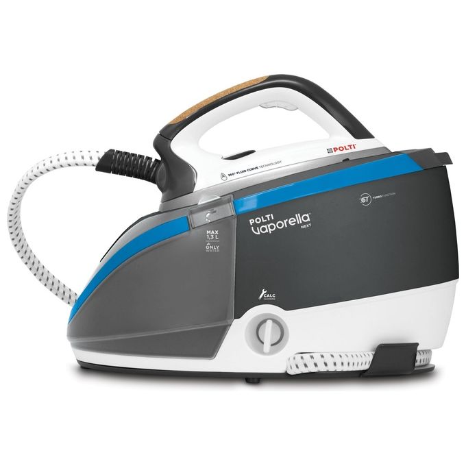 Polti VN18.20 – Sistema stirante con caldaia, potenza 2200 W, pressione 6,5 bar, autonomia continua, serbatoio 1,3 L, colpo vapore elevato, piastra in acciaio inox, colore Bianco-Blu