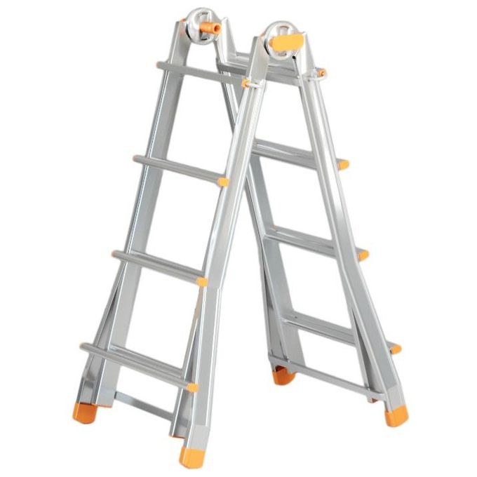 Colombo Scala PRATIC 4+5 In Acciaio Altezza Massima 4,3 M Gradini Zigrinati Piedini Antisdrucciolevoli
