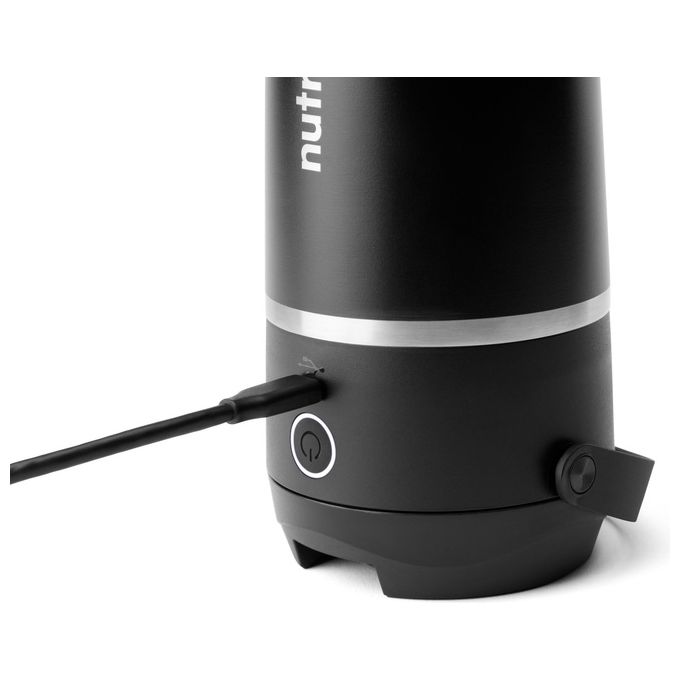 Nutribullet NBP016B Flip Frullatore Portatile con Tazza Isolante 590ml Inclusi Coperchio e Cannuccia Ricarica USB Inox Nero
