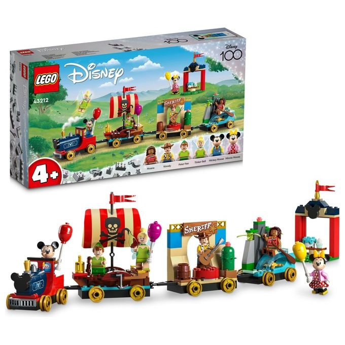 LEGO Disney 43212 Treno delle Celebrazioni Disney 100° Anniversario con Carri Giocattolo e Figure di Topolino e Minnie
