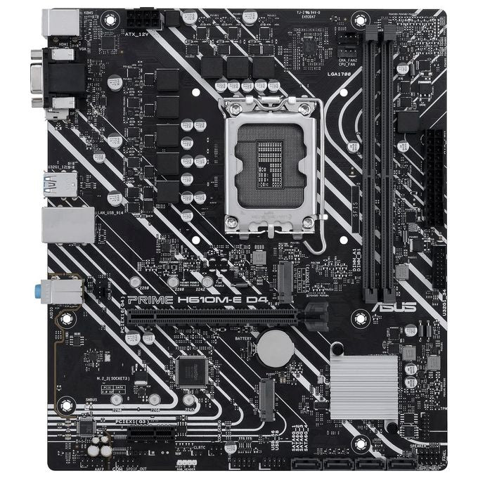 ASUS PRIME H610M-E D4-CSM Scheda Madre mATX, Intel H610, LGA1700, DDR4, PCI 4.0, Realtek 1Gb Ethernet, Realtek 7.1 Surround, 2xM.2, 4xSATA 6GB-s, USB 3.2 Gen 1, Armoury Crate, Nero