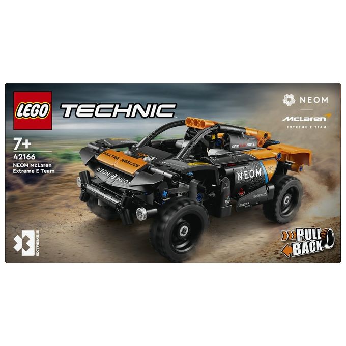 LEGO Technic 42166 NEOM McLaren Extreme E Race Car, Macchina Giocattolo con Funzione Pull-Back, Giochi per Bambini di 7+ Anni