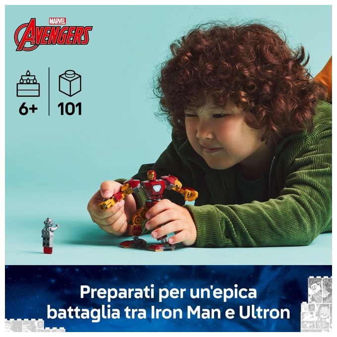 Lego Set 76307 Mech di Iron Man vs Ultron Marvel Super Heroes Assemblaggio Creativo per Fan e Collezionisti