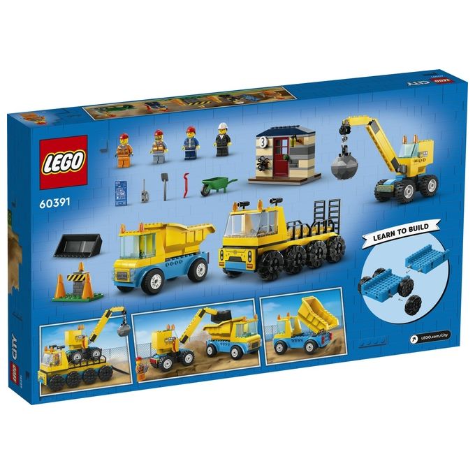 LEGO City 60391 Camion da Cantiere e Gru con Palla da Demolizione, Set con Veicoli Giocattolo, Giochi Educativi per Bambini 4+
