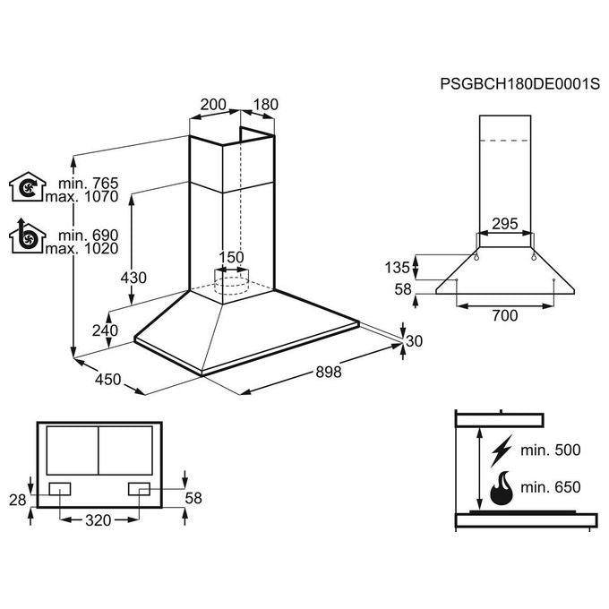 [ComeNuovo] Electrolux LFC319X Cappa Aspirante o Filtrante a parete 3 Velocita' Classe energetica D Portata 420 m³-h 90 cm  Acciaio Inox antimpronta