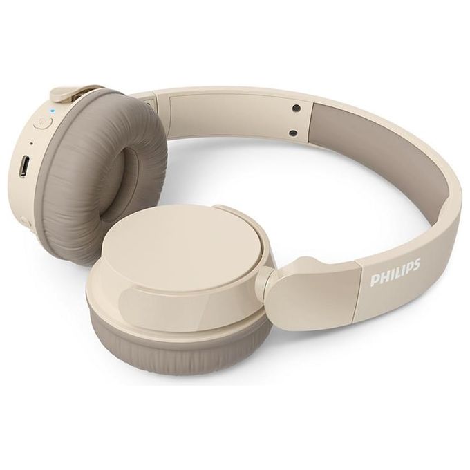 Philips TAH3209BG Cuffie On-Ear wireless bluetooth leggere con isolamento acustico passivo - 25 ore di riproduzione suono naturale chiamate chiare bassi dinamici 2 ore di carica USB-C - Beige