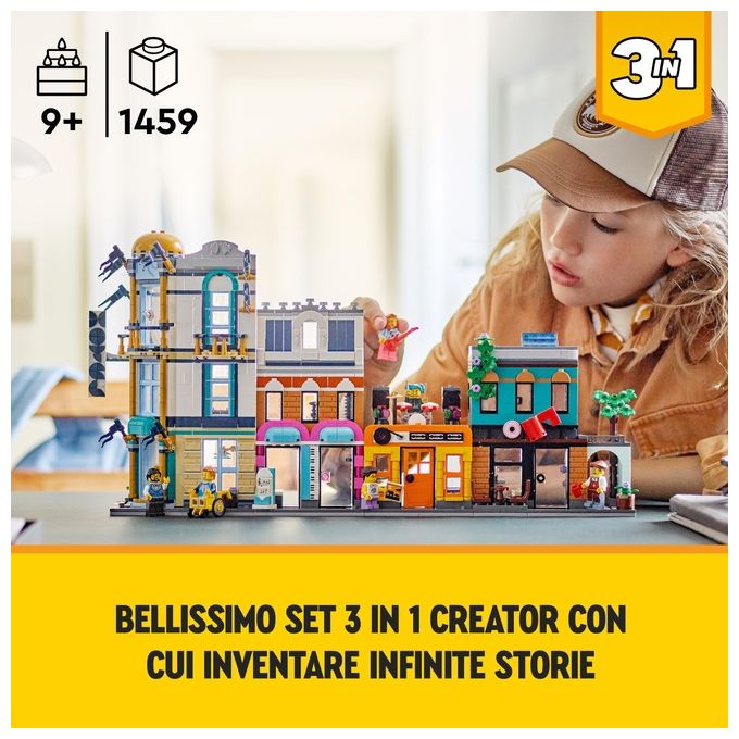 LEGO Creator 3in1 31141 Strada Principale, Grattacielo Art Déco o Strada del Mercato, Kit Modellismo per Costruzioni Creative