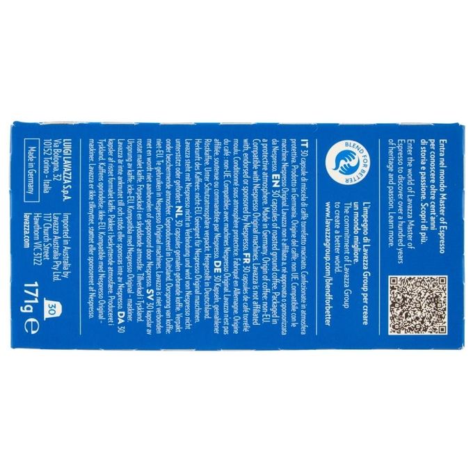 Lavazza Crema e Gusto Classico - Capsule compatibili Nespresso, miscela di Arabica e Robusta intensita' 12-13, gusto pieno con note di cioccolato, confezione da 30 capsule in alluminio monodose, confezionate in atmosfera protettiva, capsule riciclabili, c