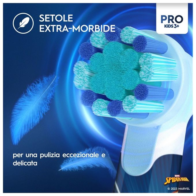 Braun Oral B Spazzolino Elettrico Pro Kids Spiderman Azzurro e Bianco
