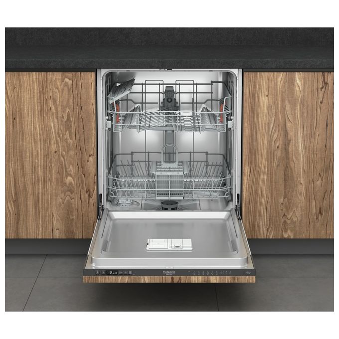 Hotpoint H2I HD526 AS - Lavastoviglie a scomparsa totale 14 coperti, Classe E, 9 Programmi, Cerniere Sliding, (82x59,8x55,5 cm), Bianco
