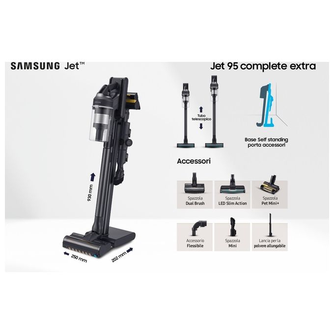 Samsung VS20C9554TK Scopa Elettrica Senza Fili Jet 95 Complete Extra 210W