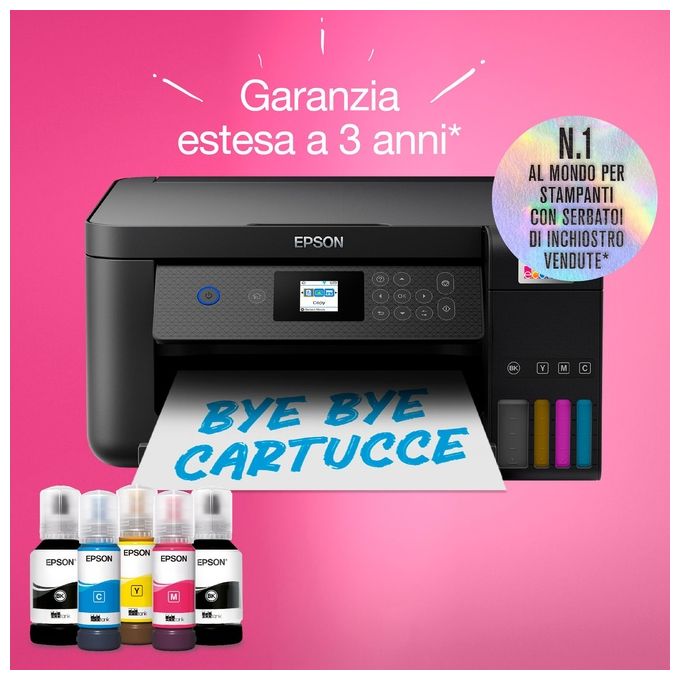 Epson EcoTank ET-2850, Stampante Multifunzione Inkjet A4, Serbatoi Ricaricabili, Wi-Fi