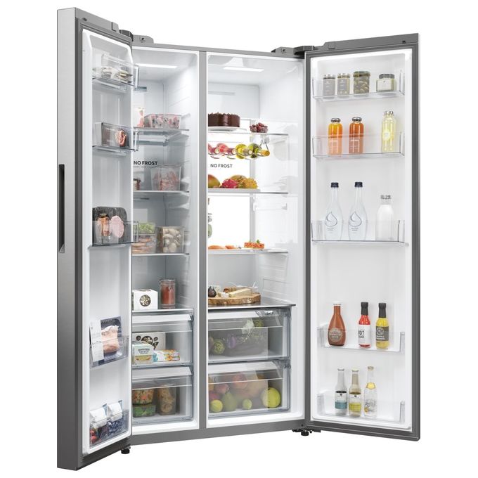 Haier HSW79F18ANMM Frigorifero Americano Side by Side Capacita' 611 Litri Classe energetica A Raffreddamento No Frost colore Inox