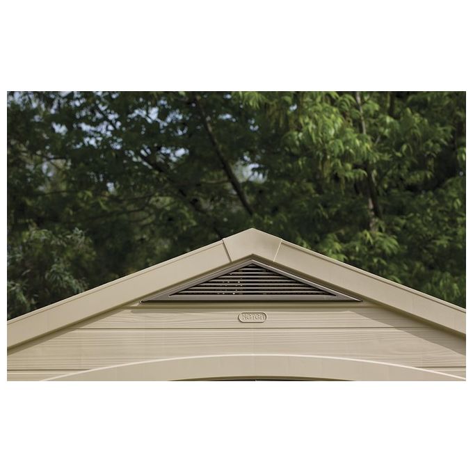 Keter K209871 Factor Casetta da Giardino in Resina 256.5x182x243 cm Pavimento Incluso 2 Mensole colore Beige