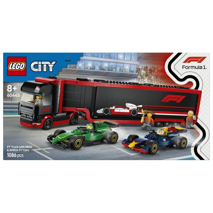 LEGO City Formula 1 Autotrasportatore F1 con monoposto RB20 e AMR24 F1 60445
