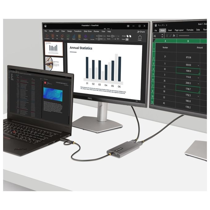 Startech.com Adattatore da Usb-c a Hdmi per Laptop 4k 60hz 100W Power Delivery Pass-through Cavo Integrato 30cm