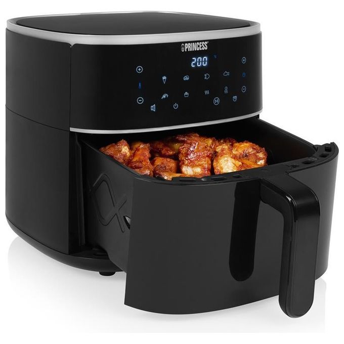 Princess 182244 - Friggitrice ad aria 6 L, 1 500 W, 6 programmi preimpostati, display LED touch, tecnologia Hot Air, Nero