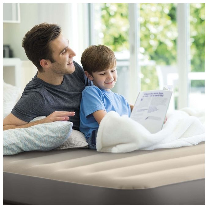 Intex 64164ND Dura-Beam Prime Comfort Materasso Gonfiabile Matrimoniale 152x203x51 cm Fiber-Tech Pompa Elettrica Integrata 272 Kg