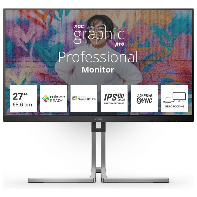 AOC Q27U3CV Monitor PC 27'' 2560x1440 Pixel 4K Ultra HD LCD Nero