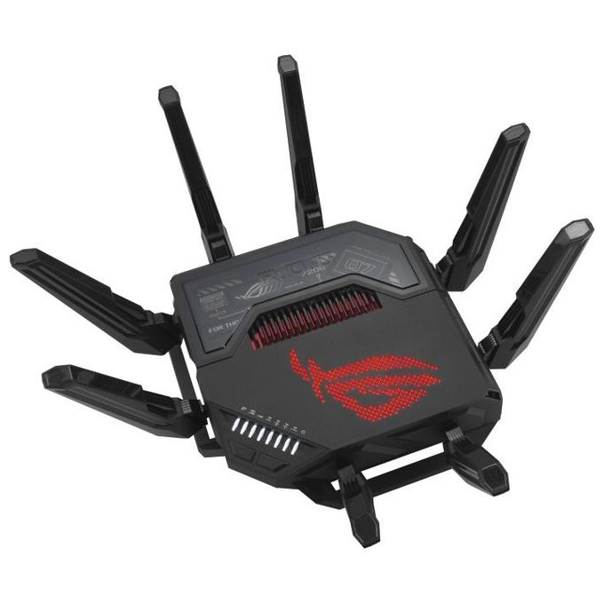 ASUS ROG Rapture GT-BE98 Router WiFi 7 Quad Band 320 MHz 4096-QAM Multi-link Doppie porte 10G WAN di backup Sicurezza di Rete supporto AiMesh Nero