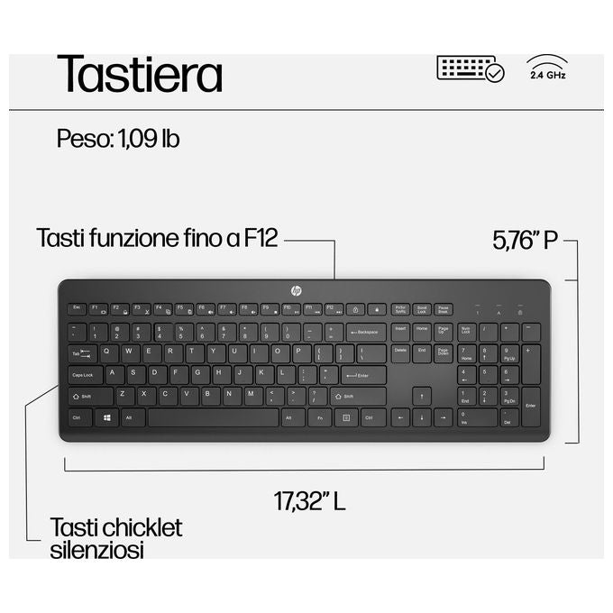 HP 230 Combo Tastiera e Mouse Wireless