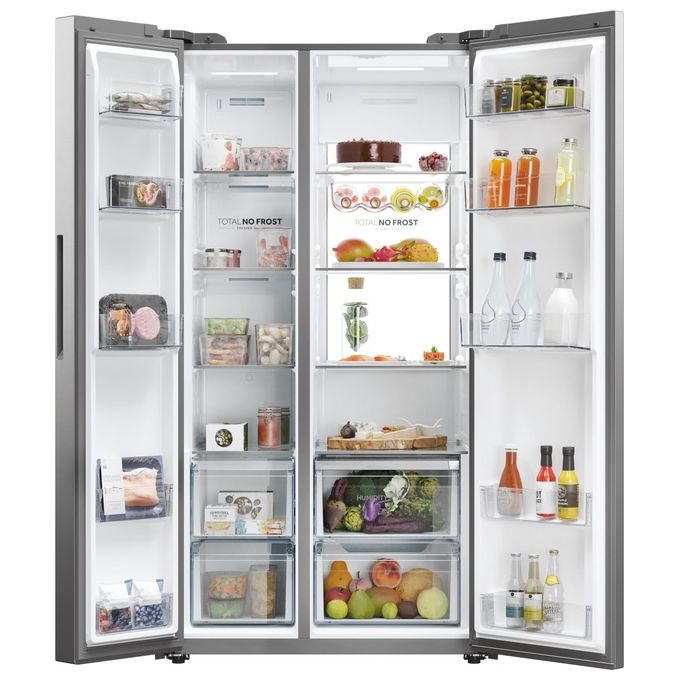 Haier HSW79F18ANMM Frigorifero Americano Side by Side Capacita' 611 Litri Classe energetica A Raffreddamento No Frost colore Inox