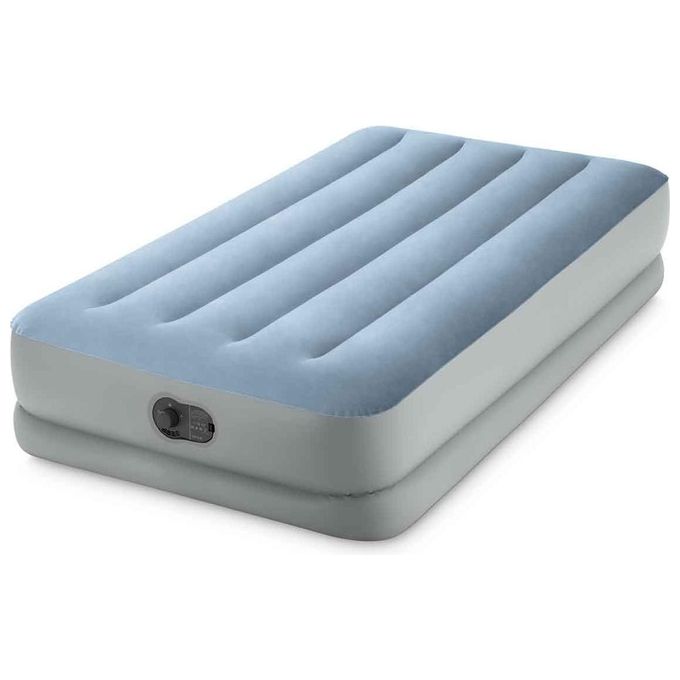 Intex 64157 Dura-Beam Mid-Rise Comfort Materasso Gonfiabile Singolo 99x191x36 cm Pompa USB Fiber-Tech 136 Kg colore Azzurro