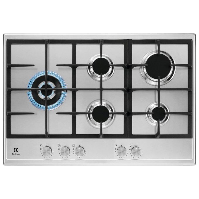 Electrolux KGS7566S2X Piano Cottura da Incasso a Gas 75 cm 5 Fuochi Speed Burner Inox Griglie in Ghisa Slim Profile