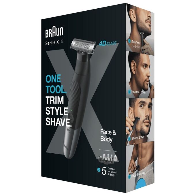 Braun XT5100 Serie X Rasoio Barba 4D Blade FaceeBody Nero e Grigio