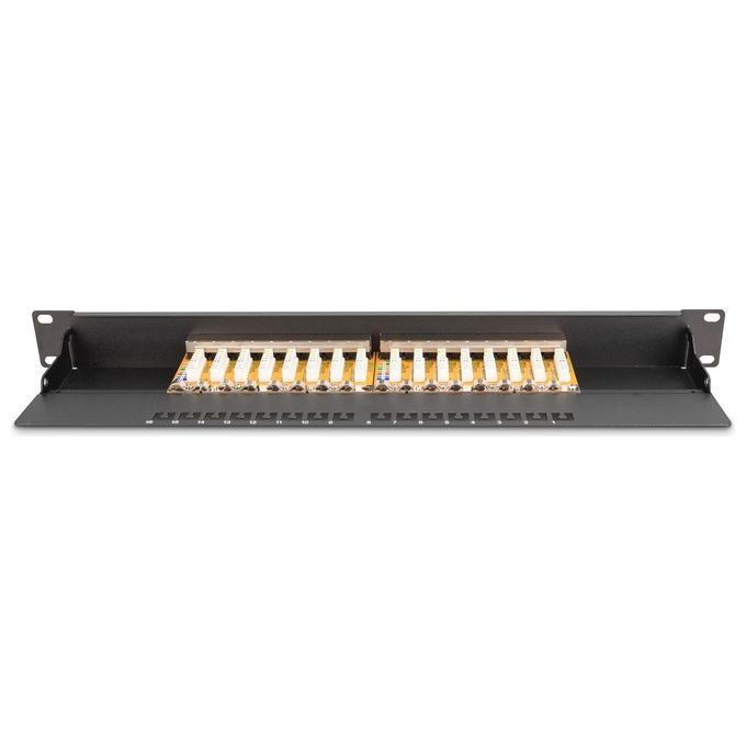 Digitus Pannello Patch 19'' Schermato 16 Porte 8 Poli Rj45 per Reti Categoria 6 1 Unita' Nero