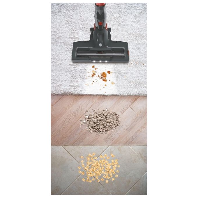 Hoover HF322AFP 011 Scopa Elettrica senza Filo senza Sacco Capacita' 0,7 Litri Autonomia 40 minuti Grigio-Rosso