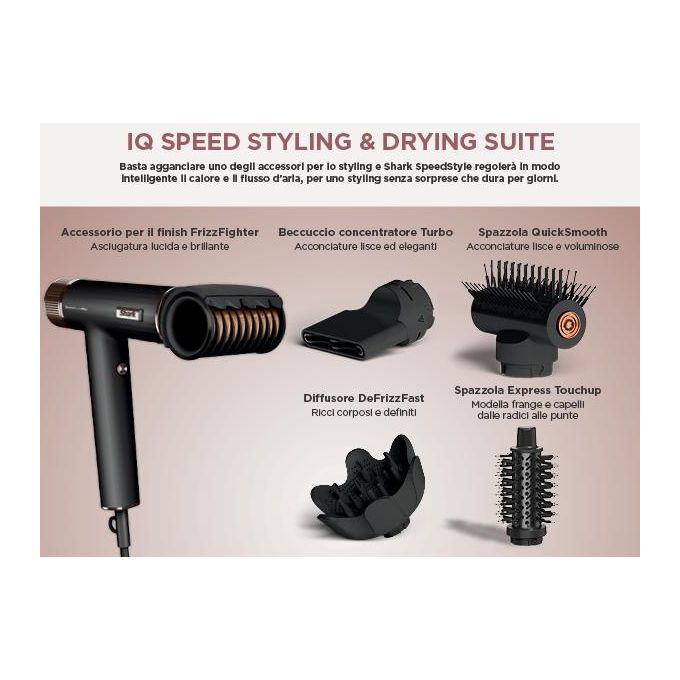 Shark SpeedStyle Pro Asciugacapelli Styler 1750W 5 Accessori Nero