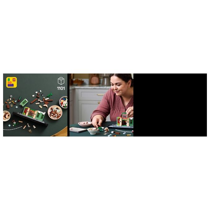 LEGO 10362 Icons Kit Modellismo Fai da Te per Adulti con Libreria Decorativa e Café Francese 1101 Pezzi colore Nero