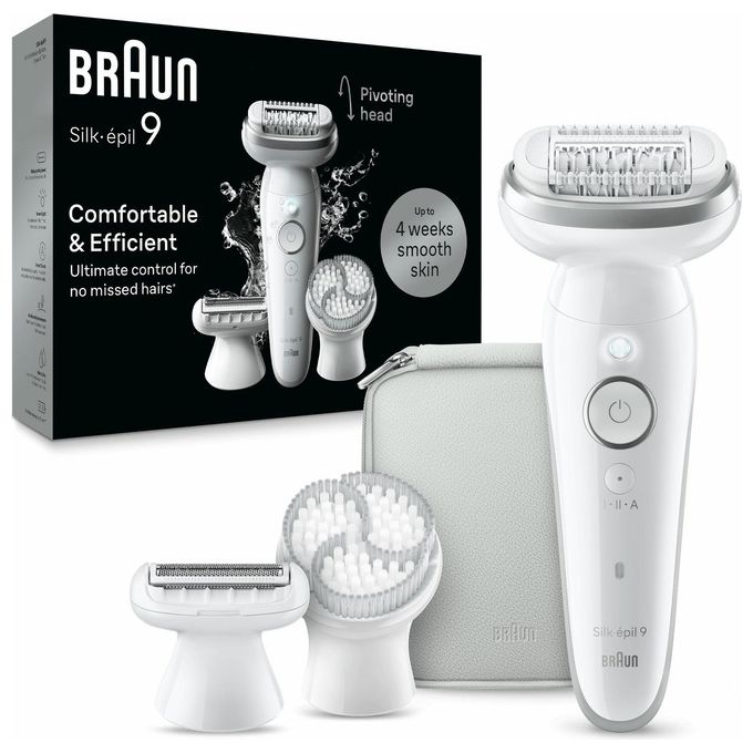 Braun Silk-Epil 9 Flex Epilatore Ricaricabile 40 Pinze Wet and Dry Rulli Massaggianti