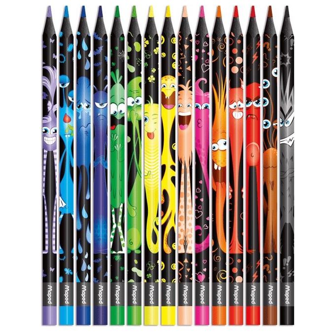 Maped Color Peps Monster Confezione 27 Pezzi 12 Pennarelli e 15 Pastelli