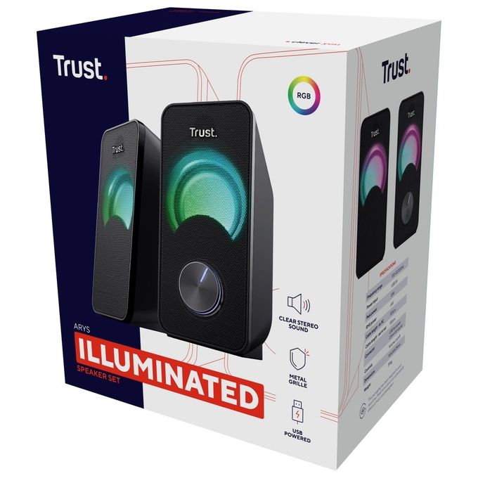 Trust Arys Compact RGB 2.0 Set Altoparlanti LED Illuminato 12W Nero