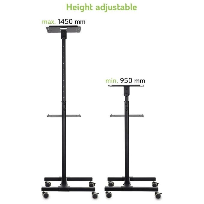 Techly 362145 Carrello per Proiettore Notebook Regolabile con Mensola Nero