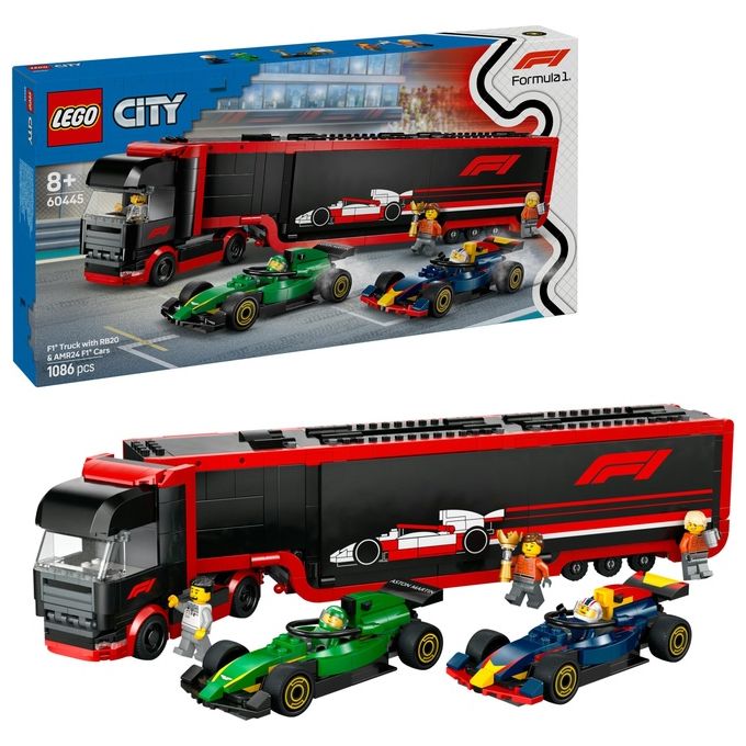LEGO City Formula 1 Autotrasportatore F1 con monoposto RB20 e AMR24 F1 60445