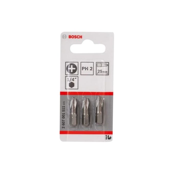 Bosch 3 Pezzi PH Bit per Cacciavite PH2 XH 25mm