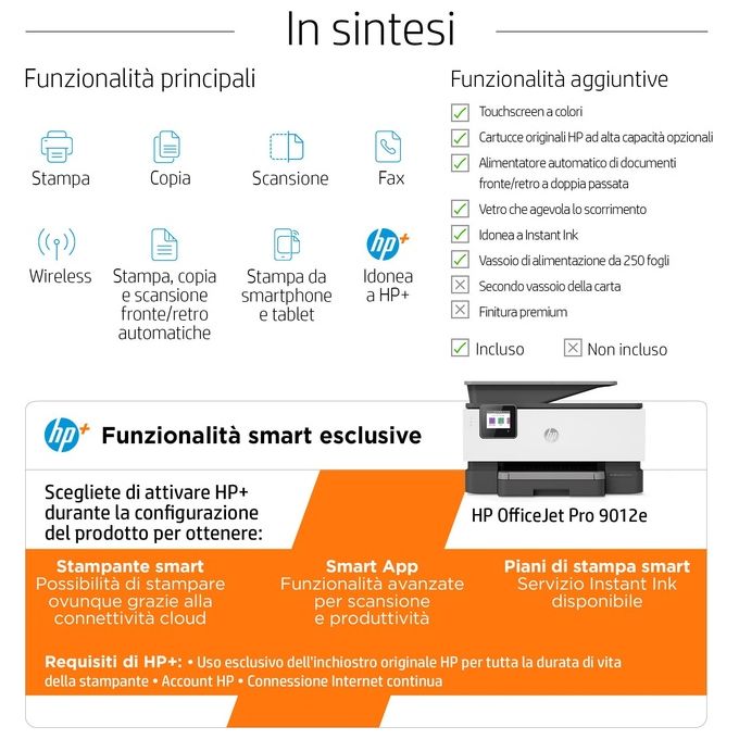 [ComeNuovo] HP Stampante Inkjet Multifunzione OfficeJet Pro 9012e Risoluzione 4800x1200 DPI A4 Wi-Fi
