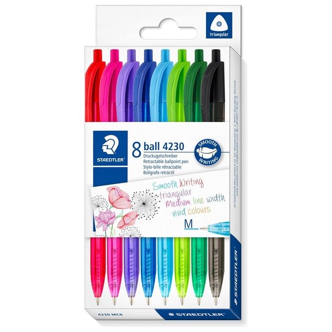 Staedtler Confezione 10 Penne a Sfera a Scatto Assortite